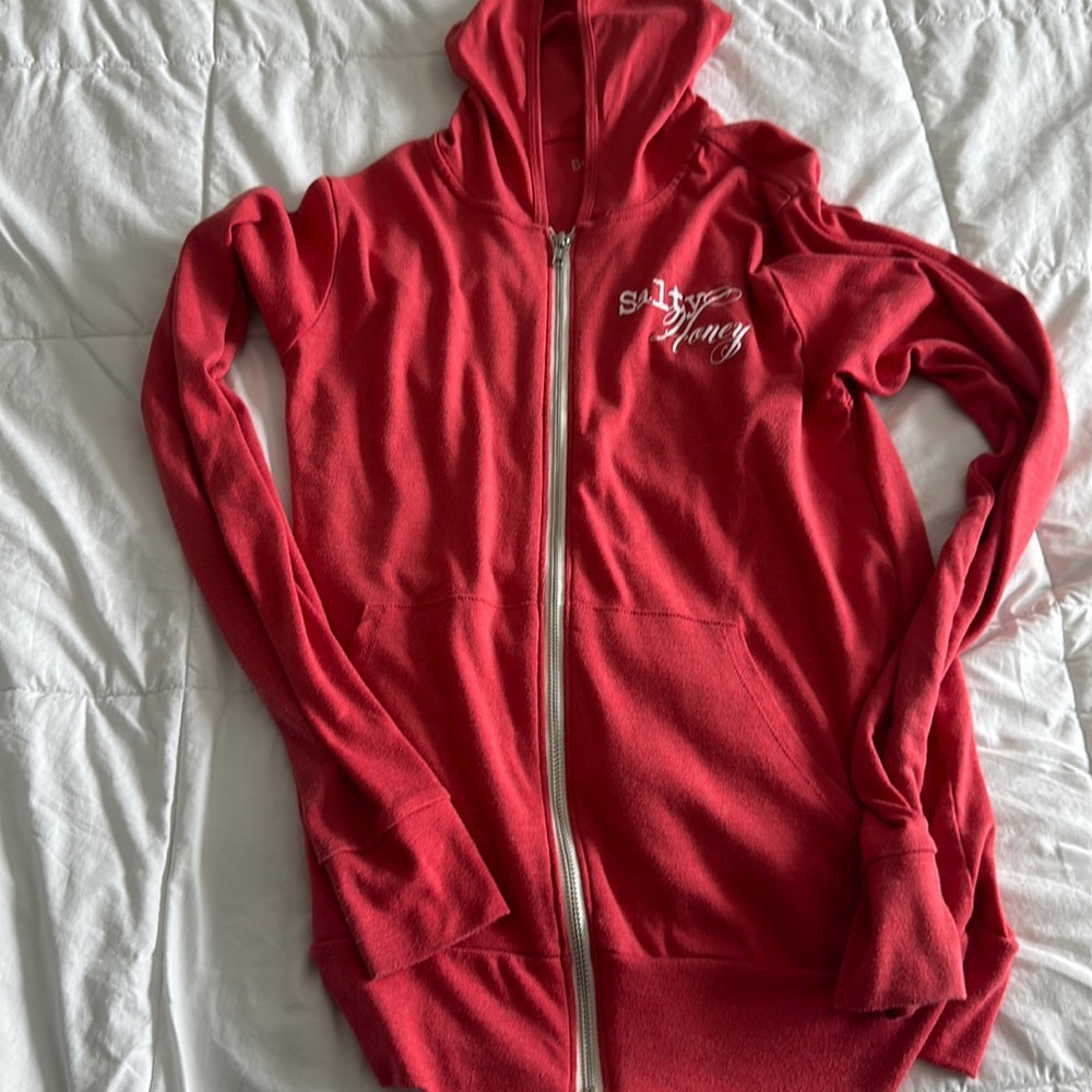 Salty honey zip up sweater - pink/salmon